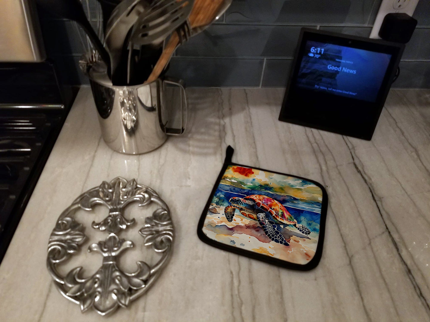 Loggerhead Sea Turtle Pot Holders - Set of 2 Decorative Kitchen Helpers | Made in the USA