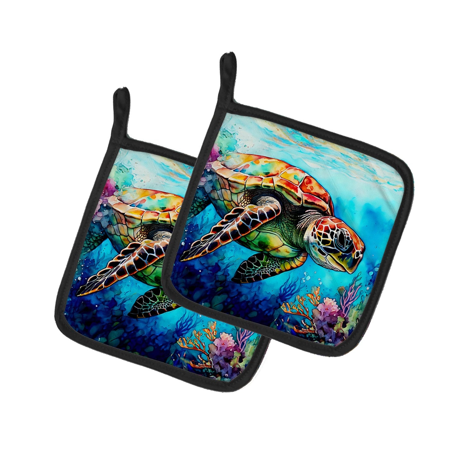 Loggerhead Sea Turtle Pot Holders - Set of 2 Decorative Kitchen Helpers | Made in the USA