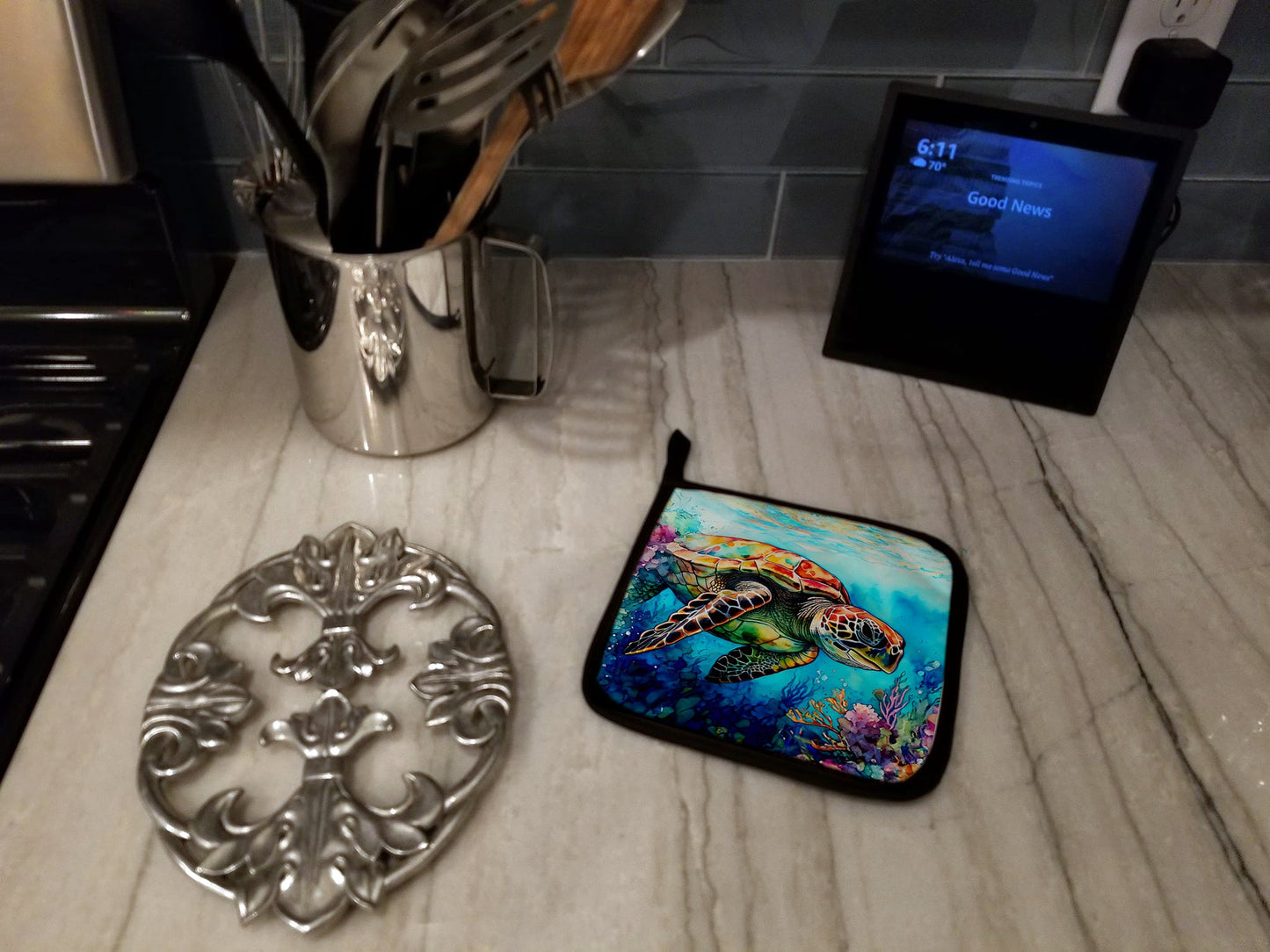 Loggerhead Sea Turtle Pot Holders - Set of 2 Decorative Kitchen Helpers | Made in the USA