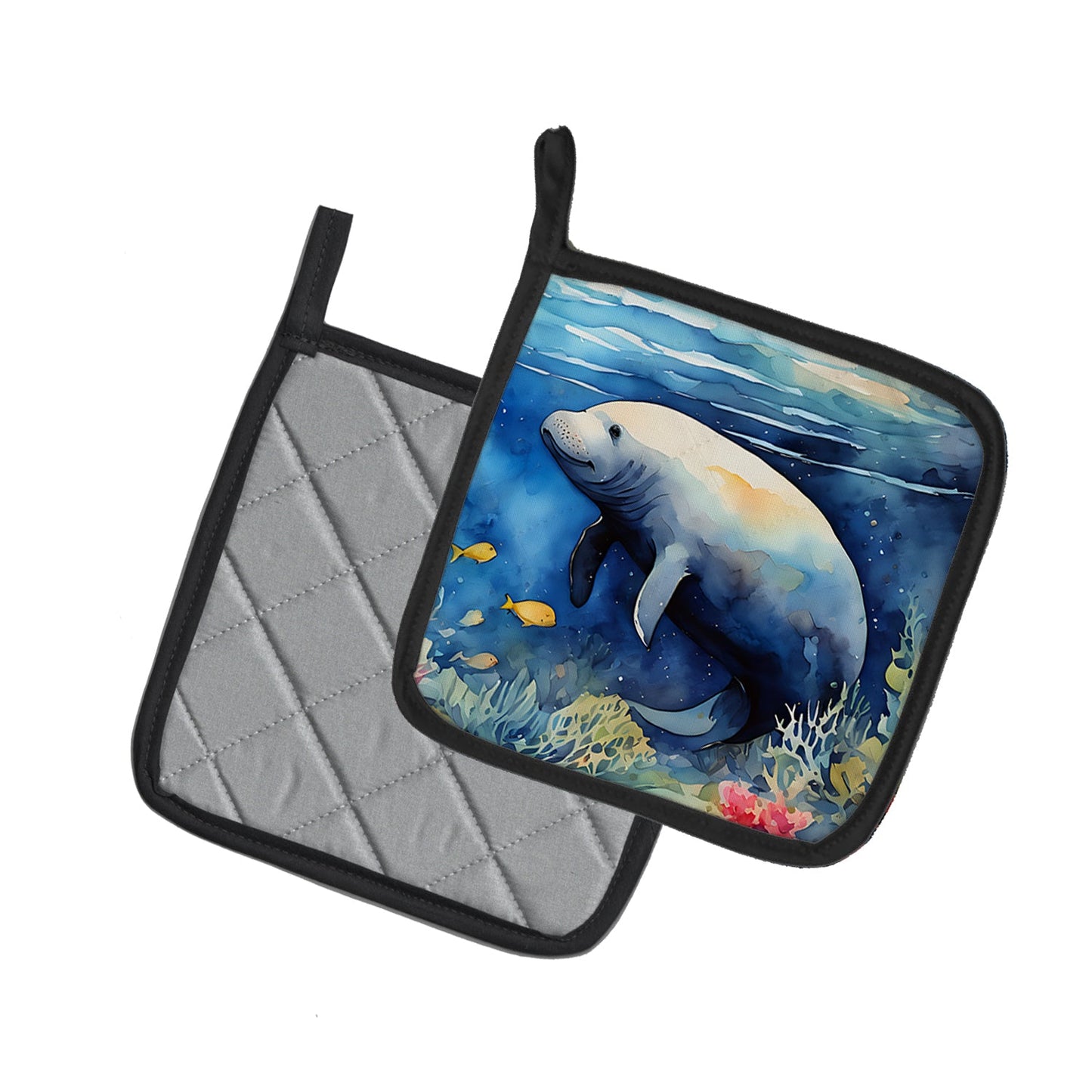 Manatee Pot Holders - Set of 2 Decorative Kitchen Helpers | Made in the USA