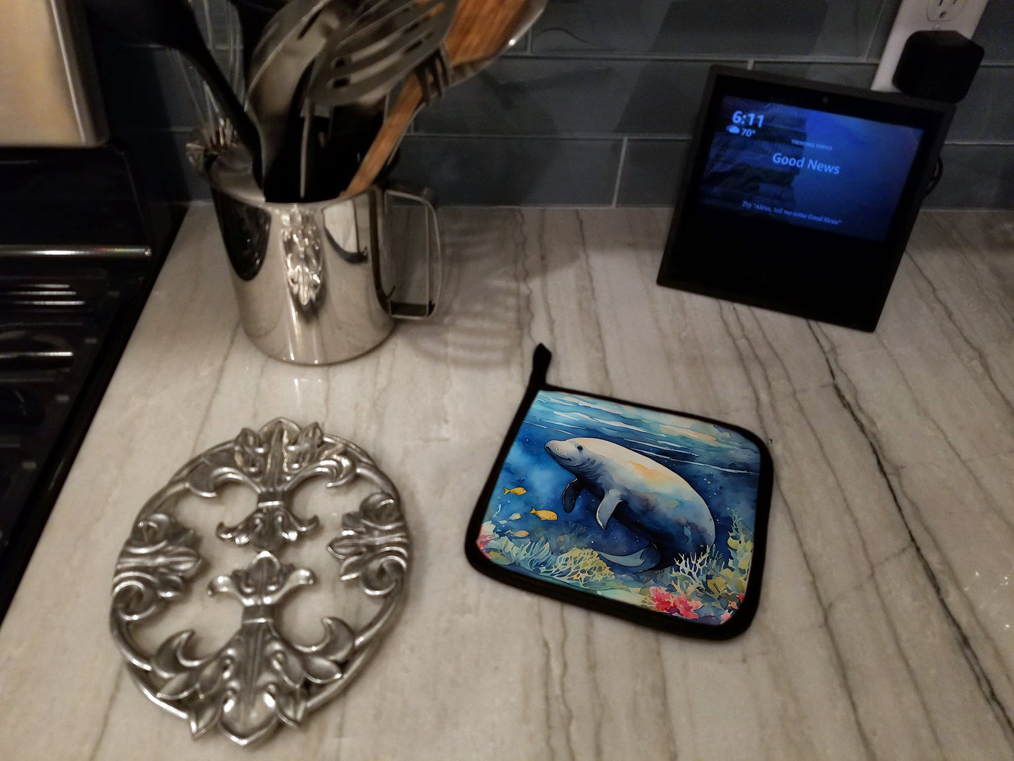 Manatee Pot Holders - Set of 2 Decorative Kitchen Helpers | Made in the USA