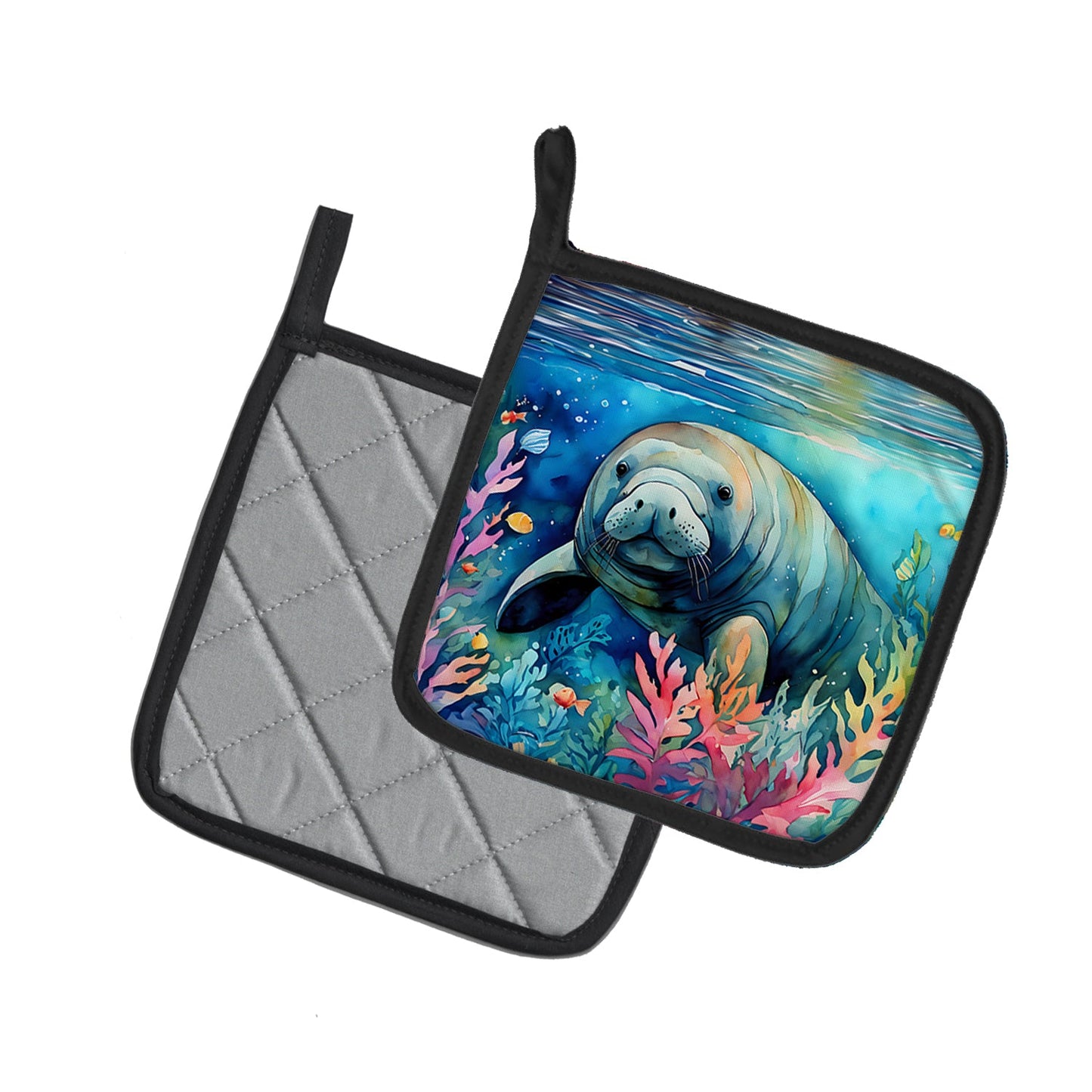 Manatee Pot Holders - Set of 2 Decorative Kitchen Helpers | Made in the USA