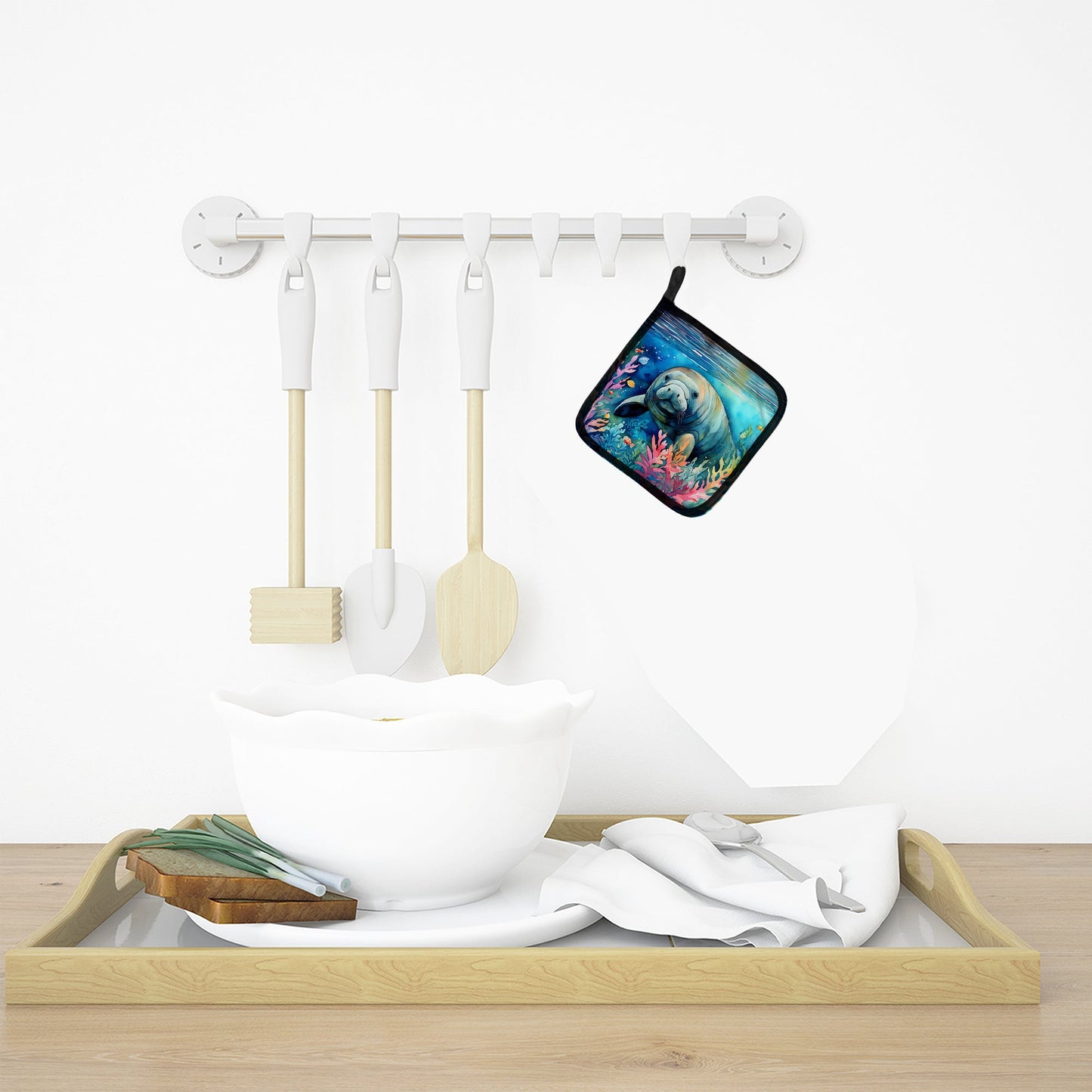 Manatee Pot Holders - Set of 2 Decorative Kitchen Helpers | Made in the USA