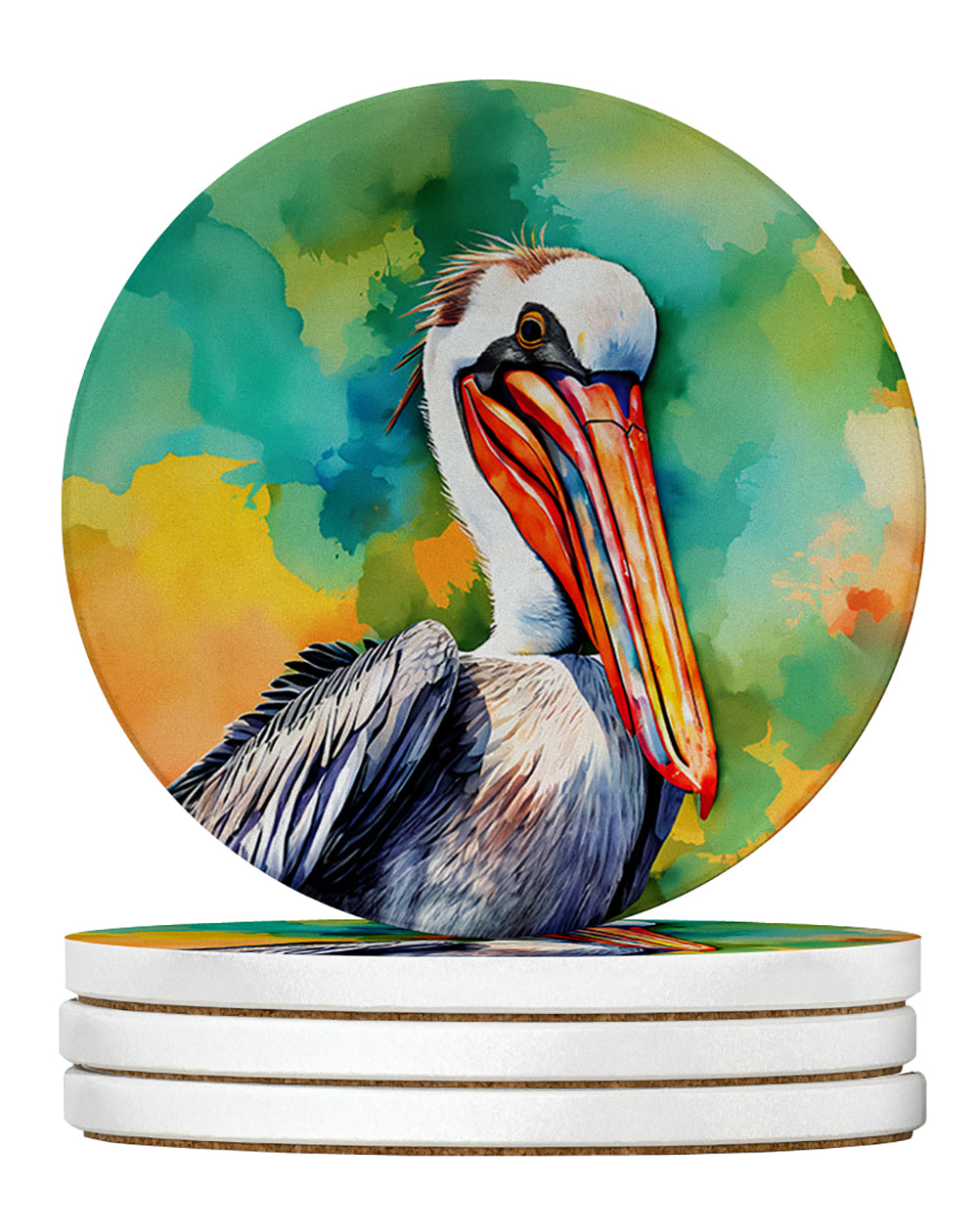 Hippie Animal Pelican Large Sandstone Coasters Pack of 4