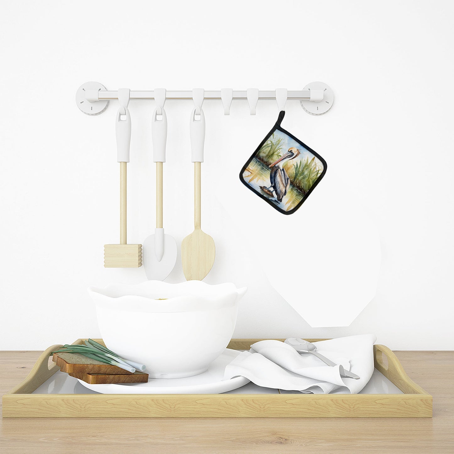 Louisiana Brown Pelican Pot Holders - Set of 2 Decorative Kitchen Helpers | Made in the USA