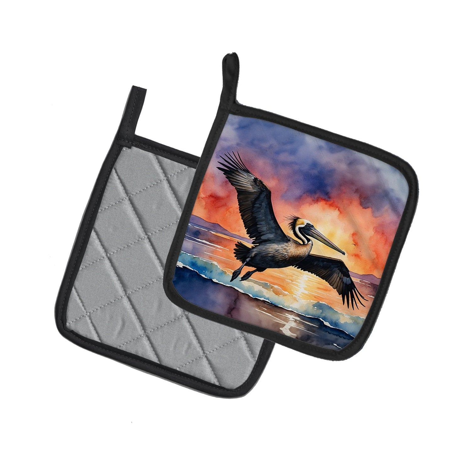 Pelican Fiery Sunset Pot Holders - Set of 2 Decorative Kitchen Helpers | Made in the USA