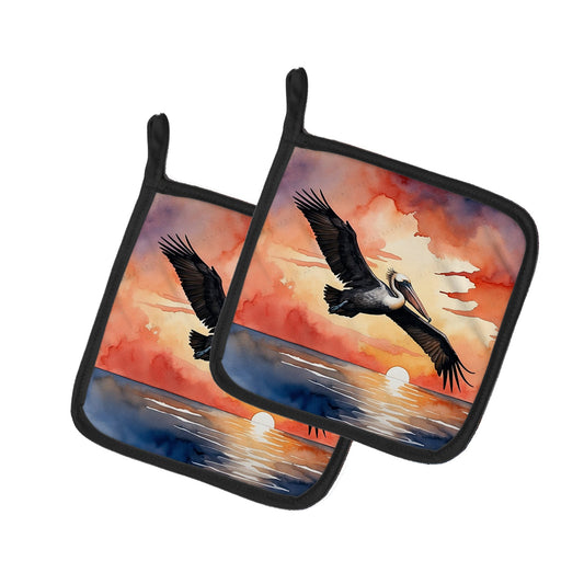 Pelican Fiery Sunset Pot Holders - Set of 2 Decorative Kitchen Helpers | Made in the USA