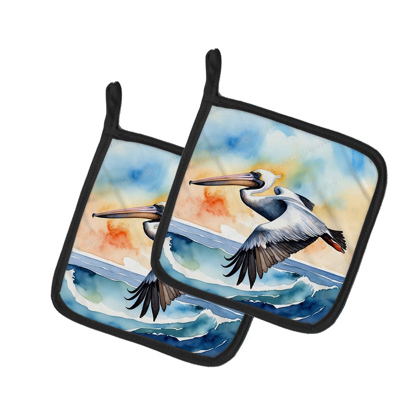 Pelican Soaring Pot Holders - Set of 2 Decorative Kitchen Helpers | Made in the USA
