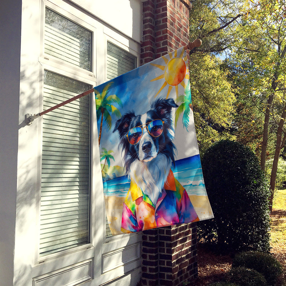 Border Collie Summer Beach Time House Flag