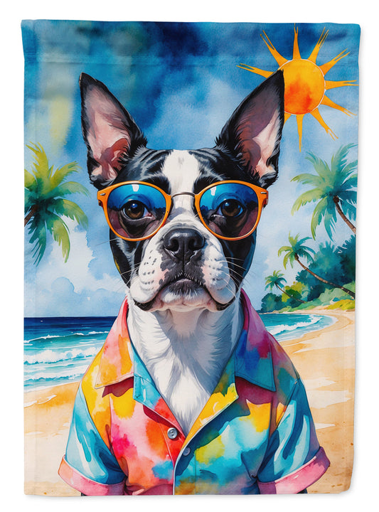 Boston Terrier Summer Beach Time House Flag