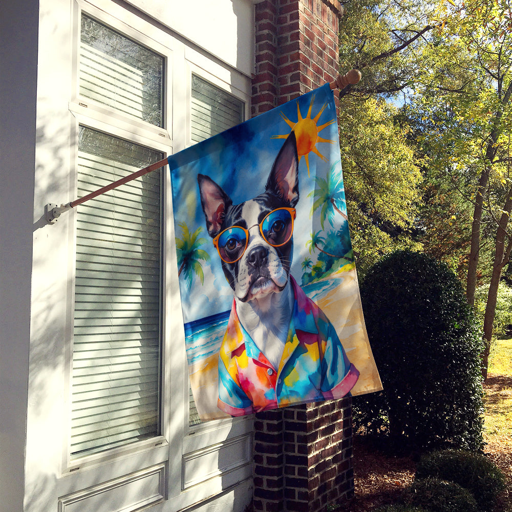 Boston Terrier Summer Beach Time House Flag