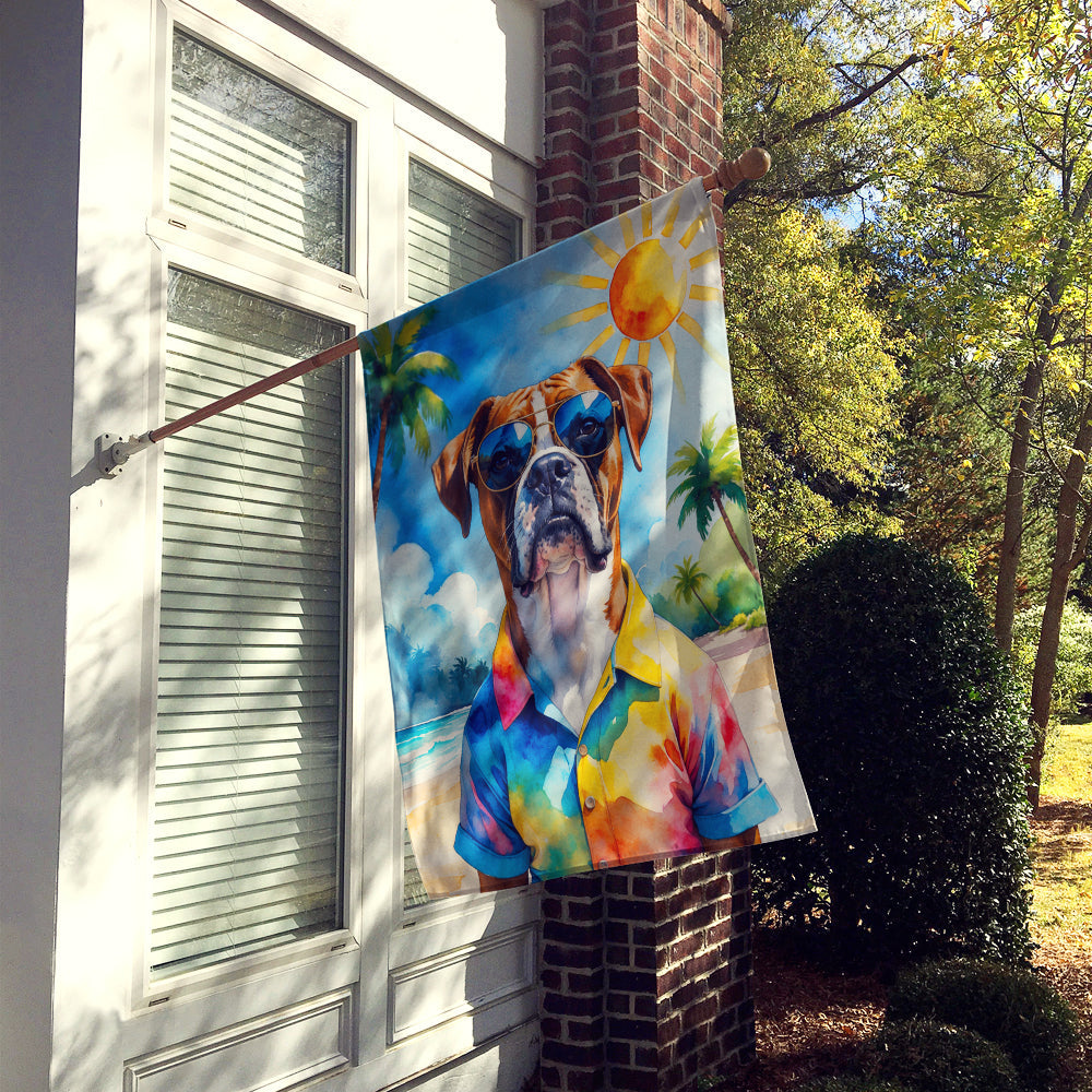 Boxer Summer Beach Time House Flag