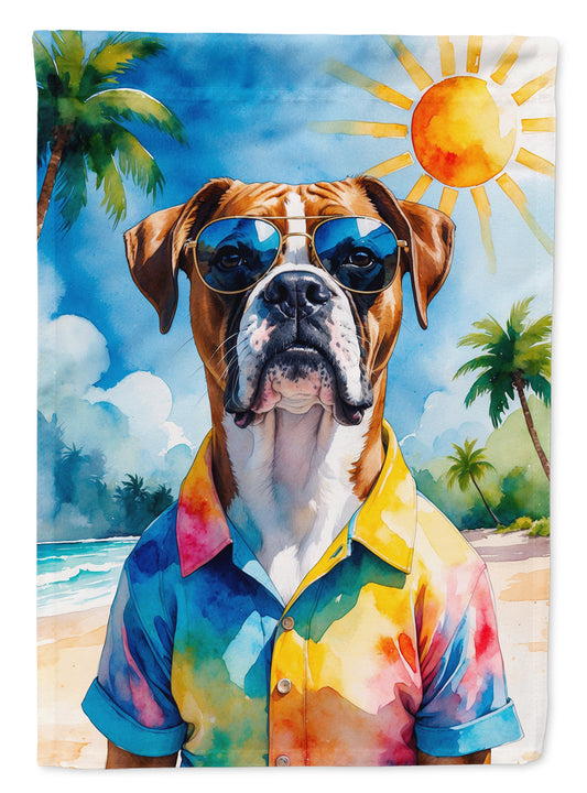 Boxer Summer Beach Time Garden Flag