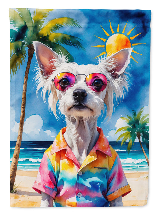 Chinese Crested Summer Beach Time House Flag