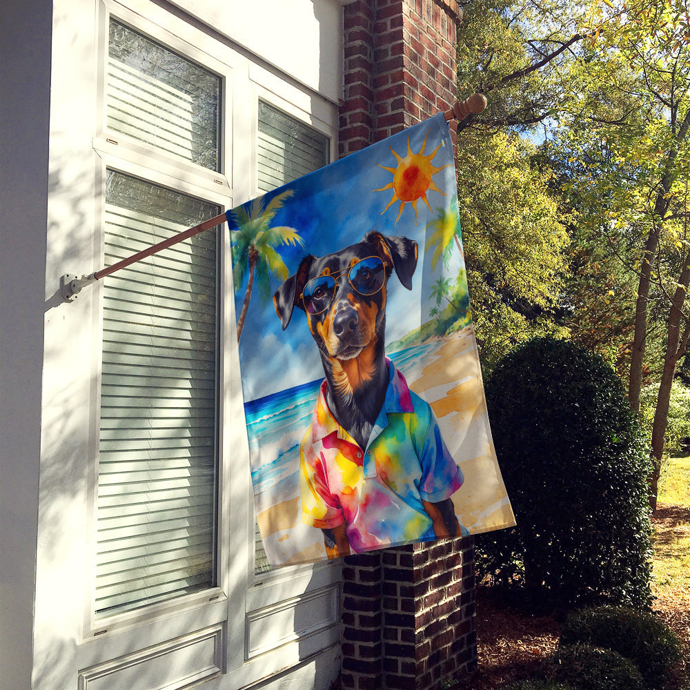 Doberman Pinscher Summer Beach Time House Flag