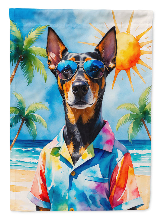 Doberman Pinscher Summer Beach Time House Flag