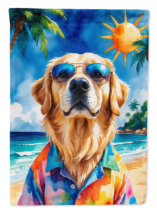 Golden Retriever Summer Beach Time House Flag