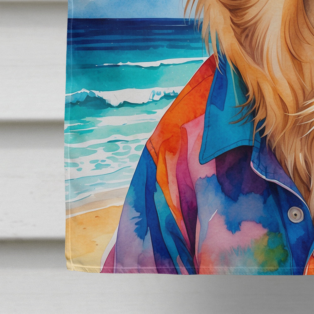 Golden Retriever Summer Beach Time House Flag
