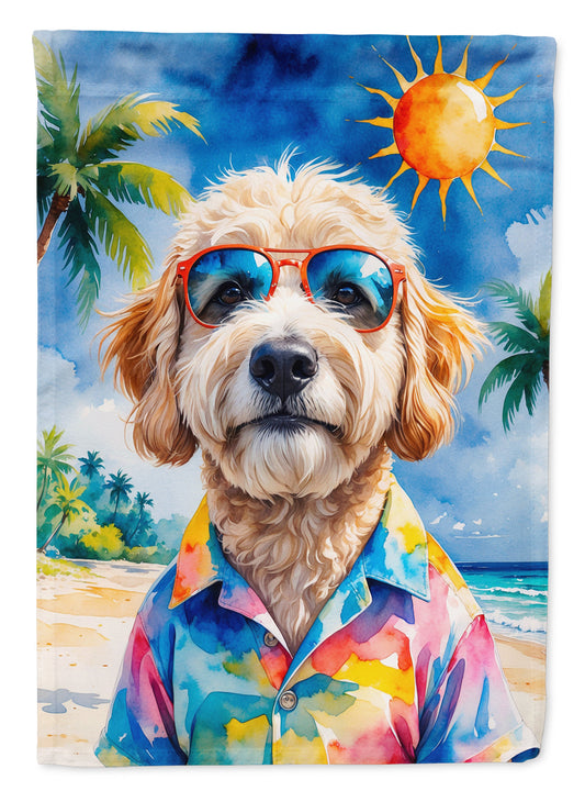 GoldendoodleSummer Beach Time House Flag