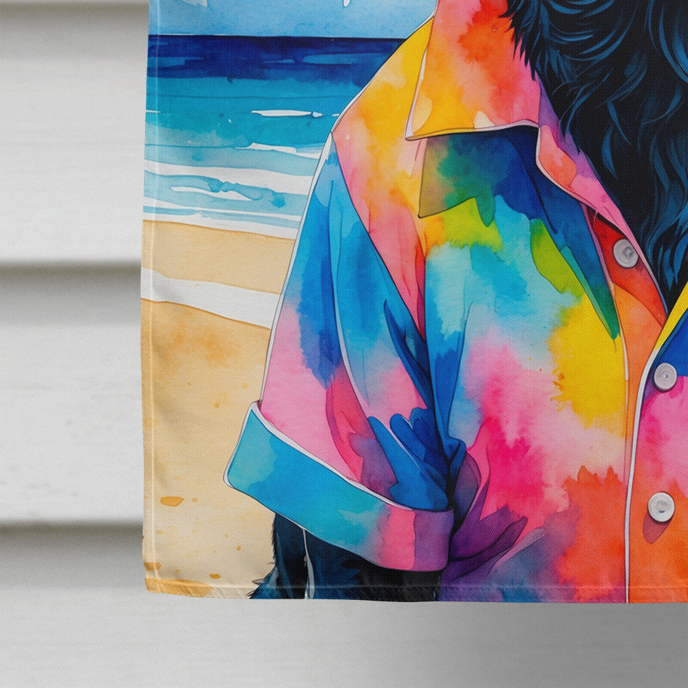 Black Labrador Retriever Summer Beach Time House Flag