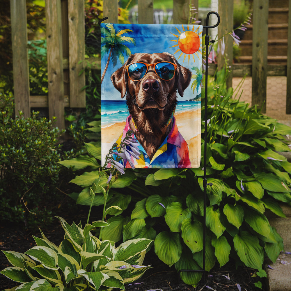 Chocolate Labrador Retriever Summer Beach Time Garden Flag