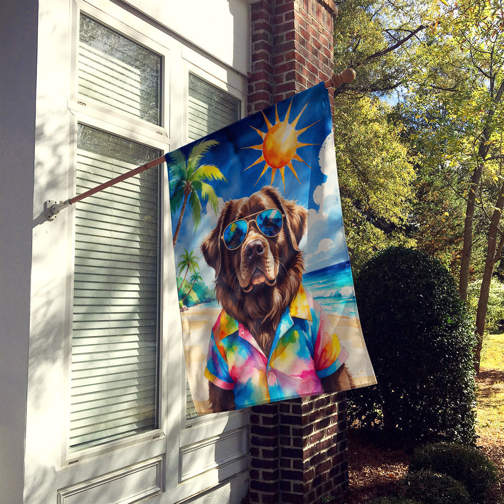 Chocolate Newfoundland Summer Beach Time House Flag