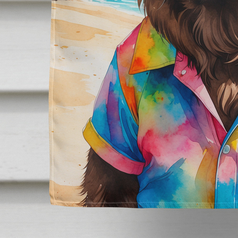 Chocolate Newfoundland Summer Beach Time House Flag