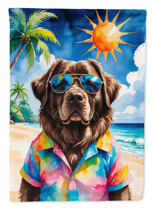 Chocolate Newfoundland Summer Beach Time Garden Flag