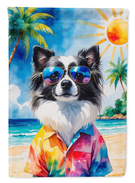 Pomeranian Summer Beach Time House Flag