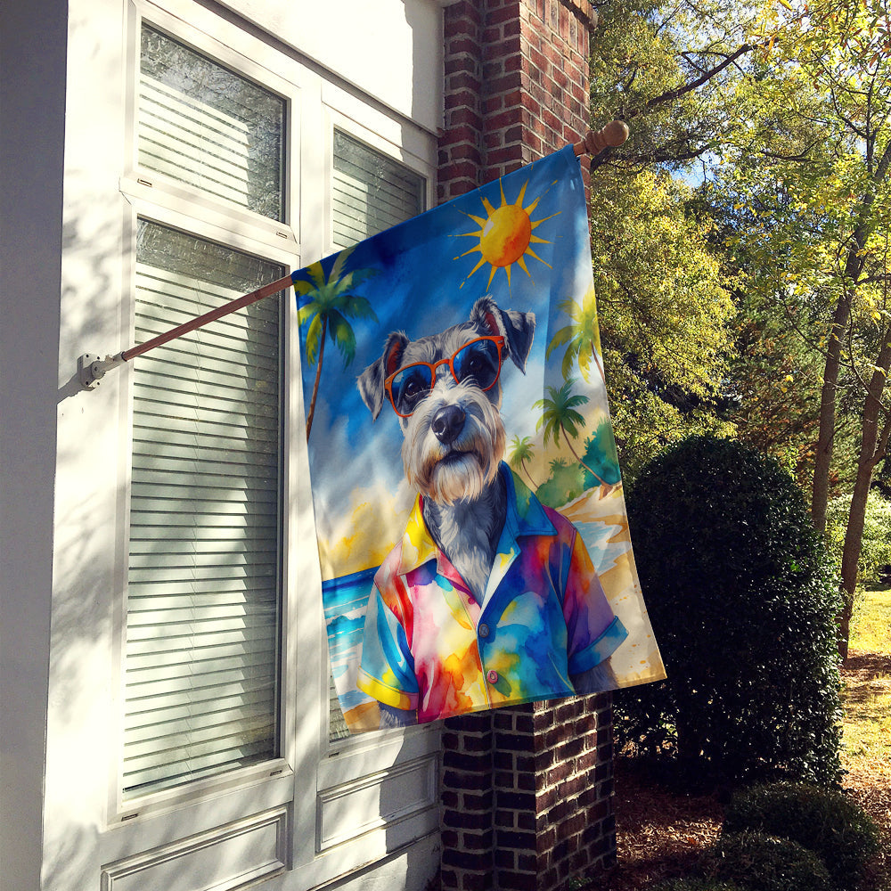 Schnauzer Summer Beach Time House Flag