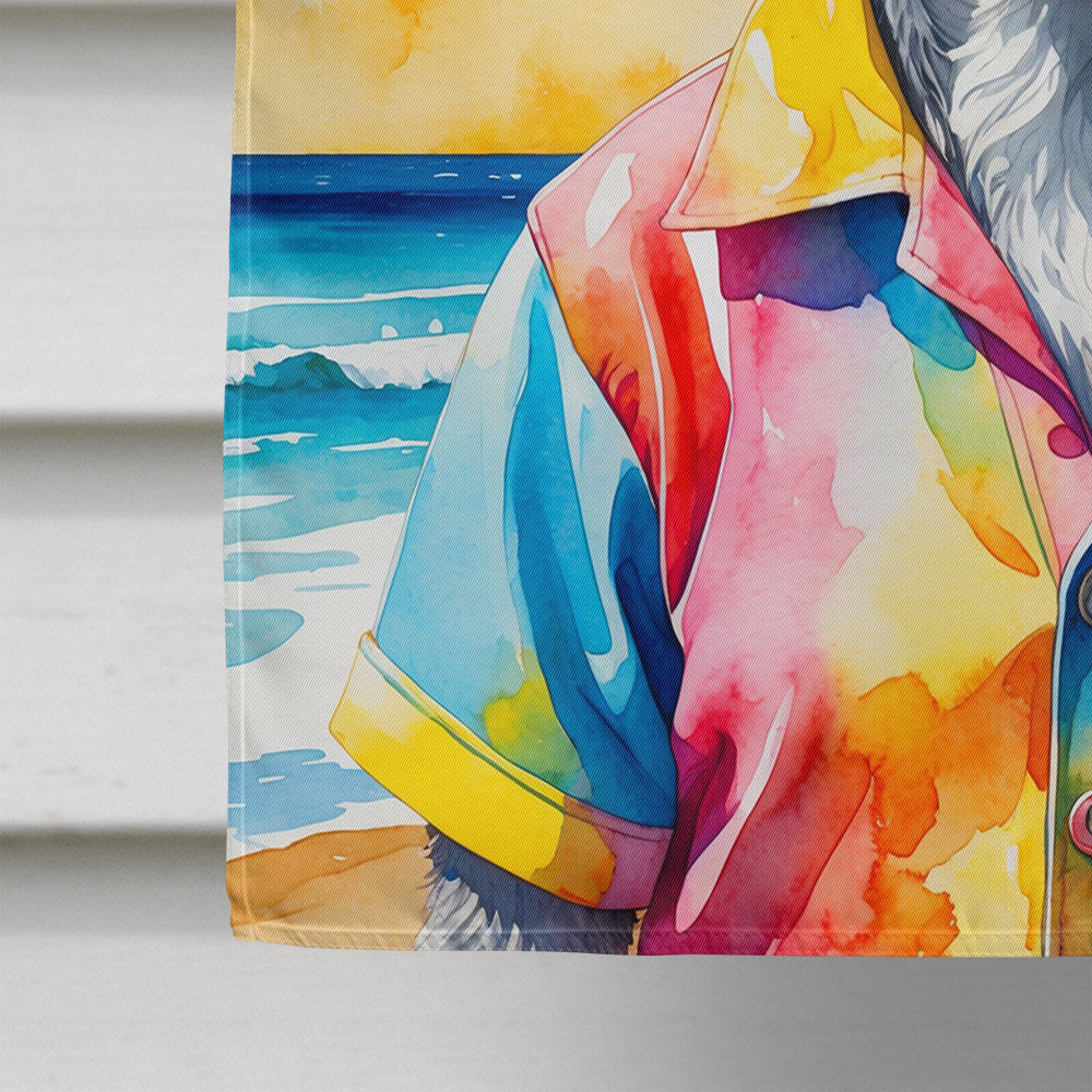 Schnauzer Summer Beach Time House Flag
