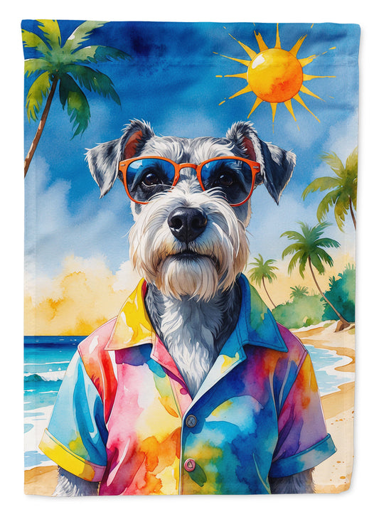 Schnauzer Summer Beach Time Garden Flag