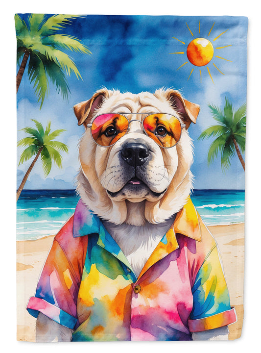Shar Pei Summer Beach Time House Flag