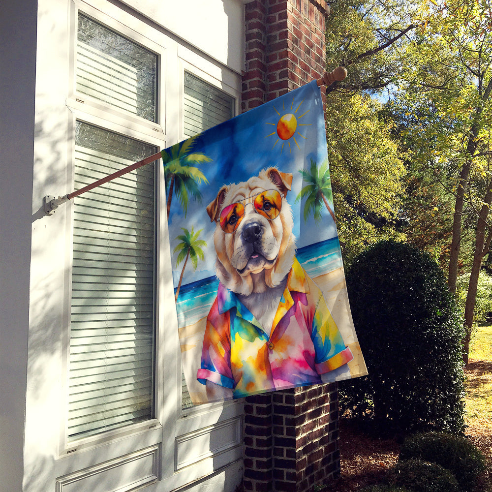 Shar Pei Summer Beach Time House Flag