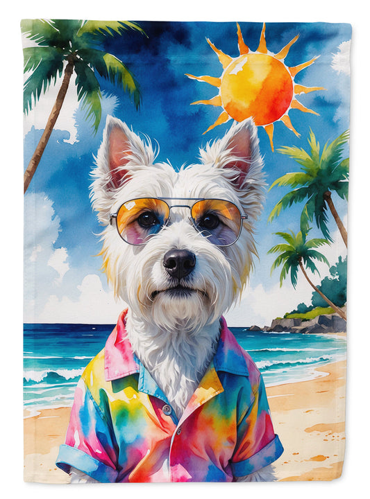 Westie Summer Beach Time House Flag