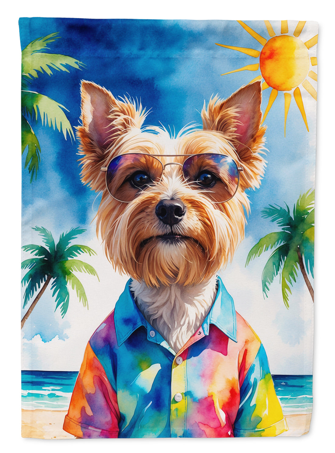 Yorkshire Terrier Summer Beach Time House Flag
