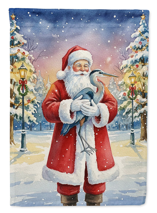 Blue Heron with Santa Claus Garden Flag