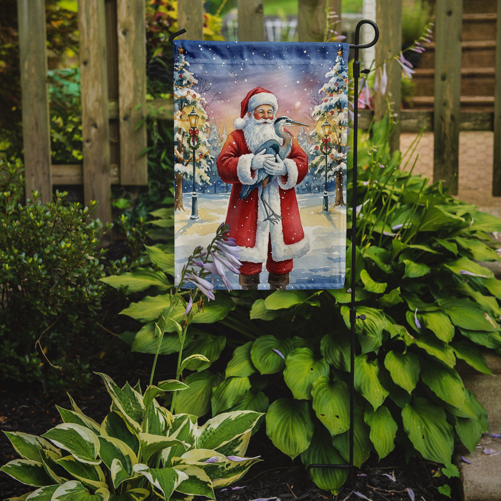 Blue Heron with Santa Claus Garden Flag