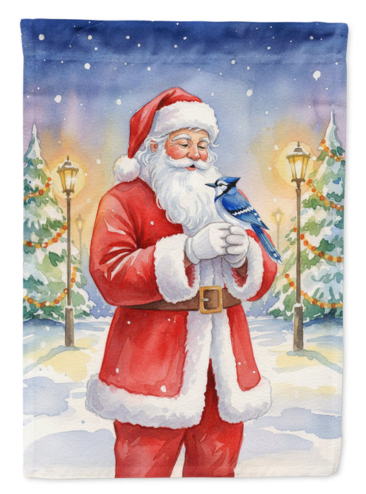 Blue Jay with Santa Claus Garden Flag