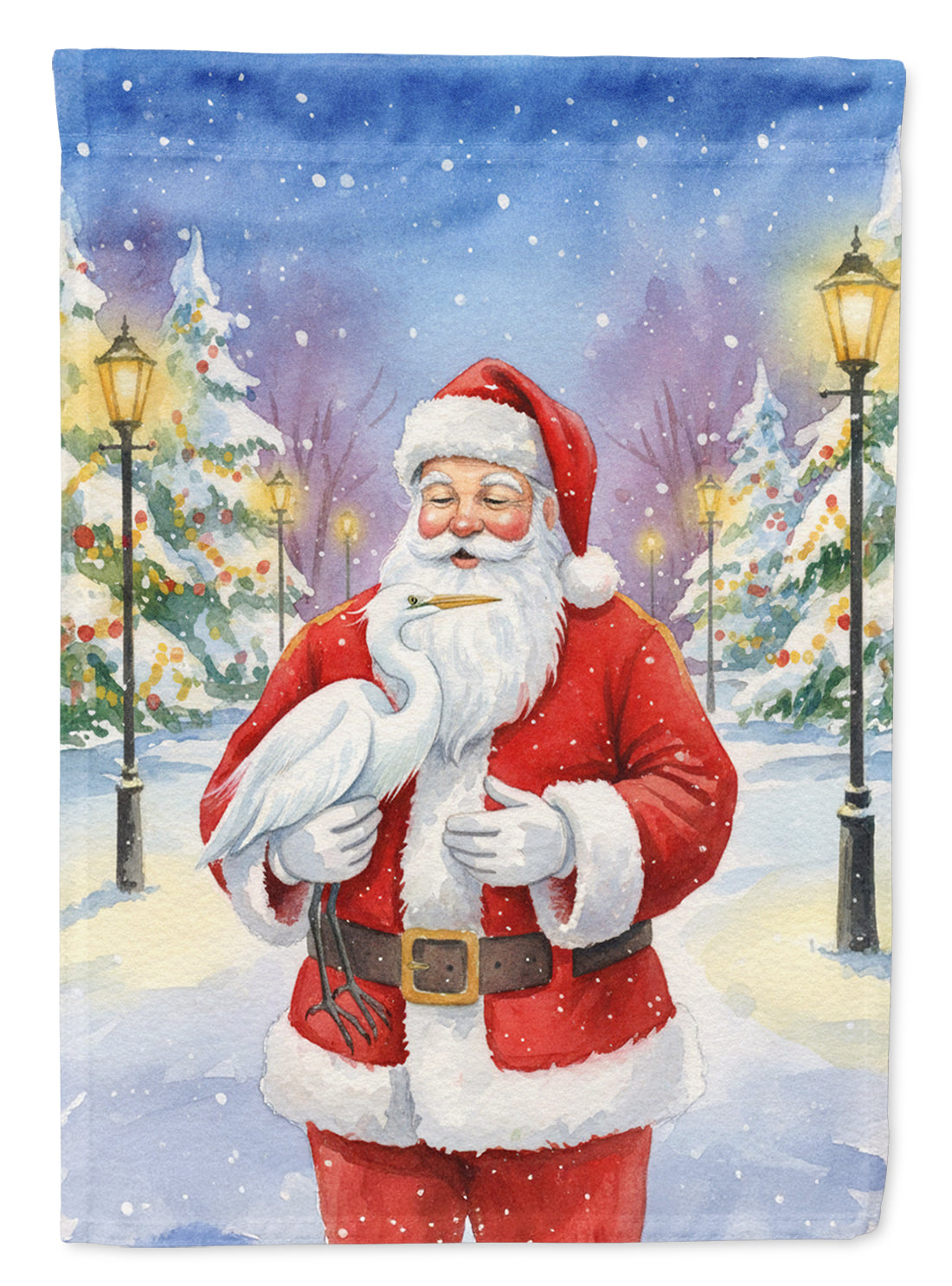 Egret with Santa Claus House Flag