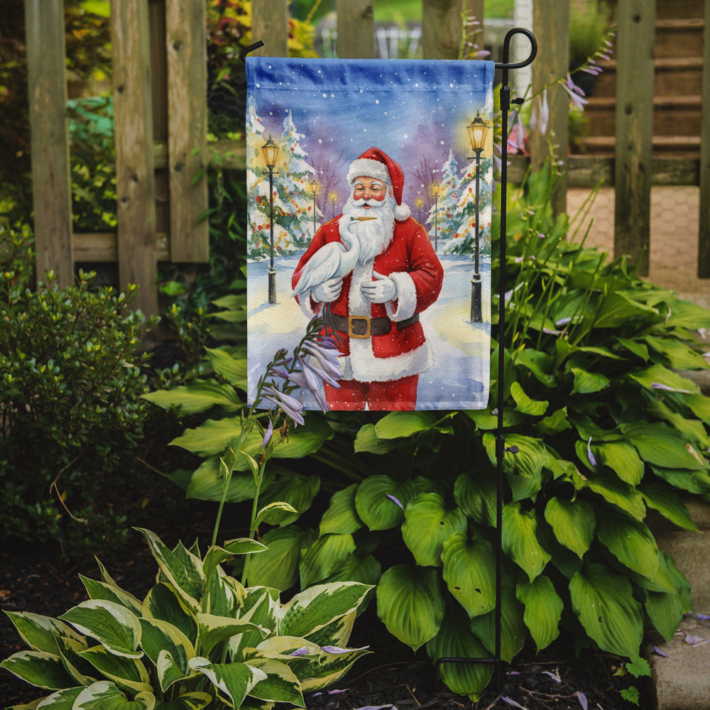 Egret with Santa Claus Garden Flag