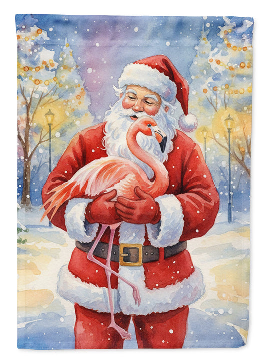 Flamingo with Santa Claus Garden Flag
