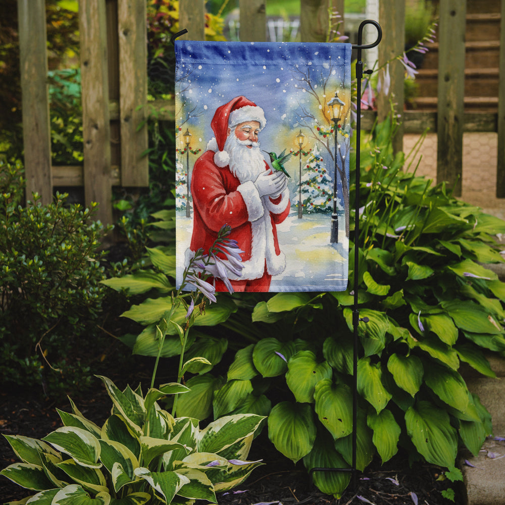 Hummingbird with Santa Claus Garden Flag