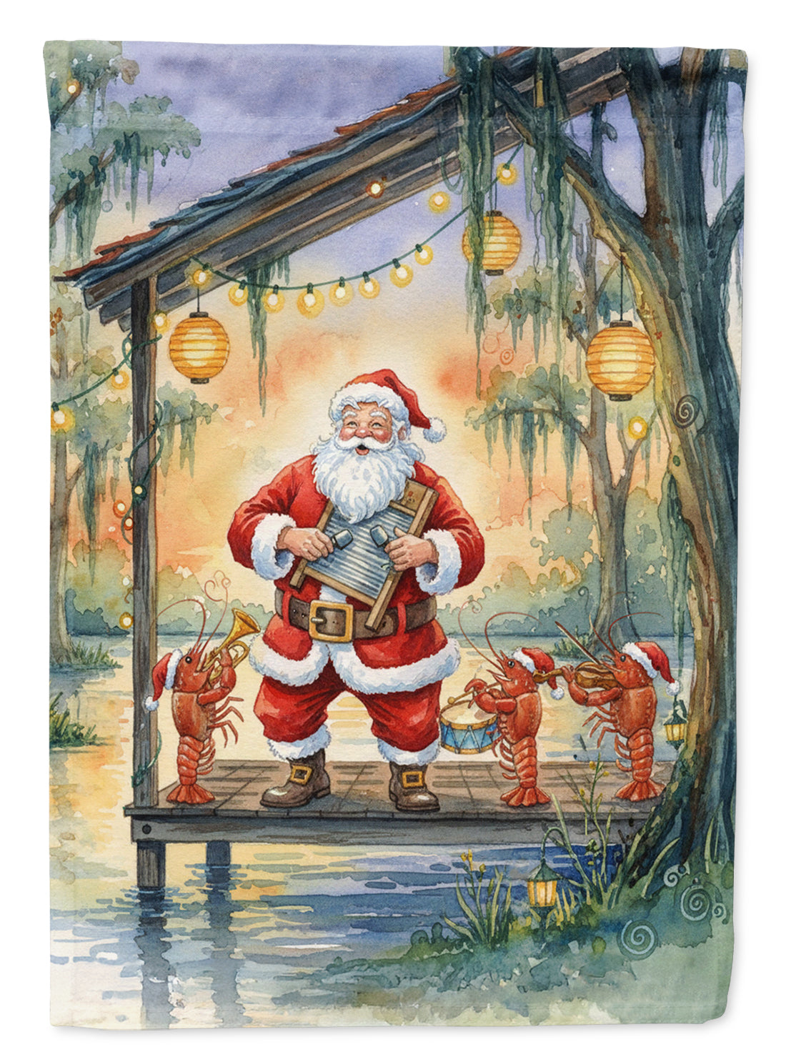 Cajun Santa Claus and the Crawfish Band Christmas House Flag