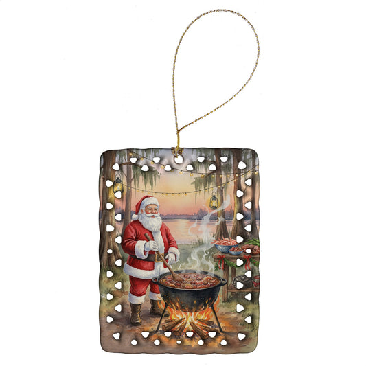 Cajun Santa Claus Cooking Gumbo Christmas Porcelain Ornament