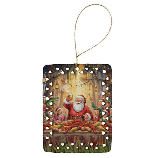 Cajun Santa Claus Crawfish Boil Christmas Porcelain Ornament