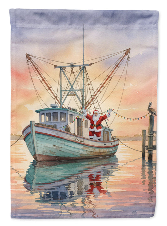 Cajun Santa Claus Decorating a Shrimp Boat Christmas House Flag