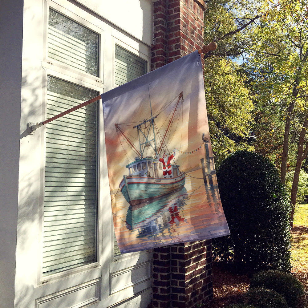 Cajun Santa Claus Decorating a Shrimp Boat Christmas House Flag