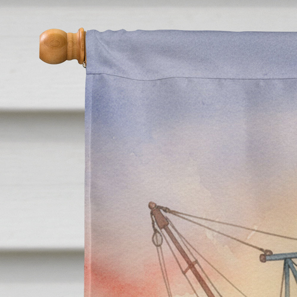 Cajun Santa Claus Decorating a Shrimp Boat Christmas House Flag