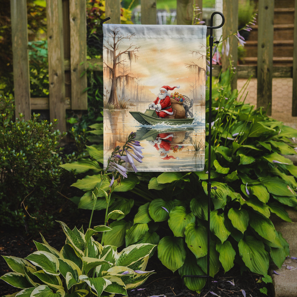 Cajun Santa Claus Delivering Gifts by Airboat Christmas Garden Flag